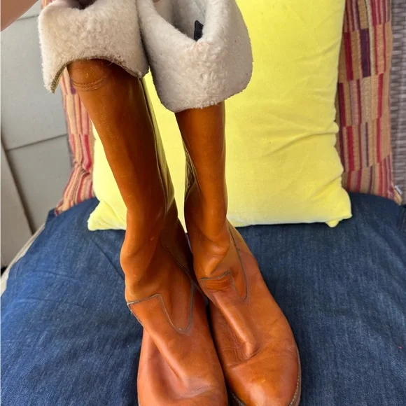 Dingo Leather and Faux Shearling Knee Boots - Picture 3 of 15